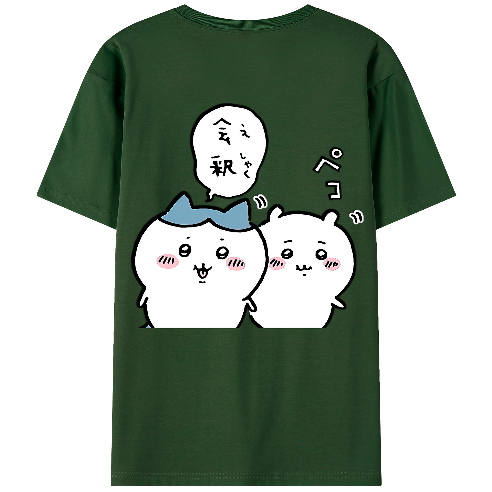 （画像用） ちいかわ ハチワレ Chii-kawa hachiware 綿100％半袖Tシャツ（背面プリント）